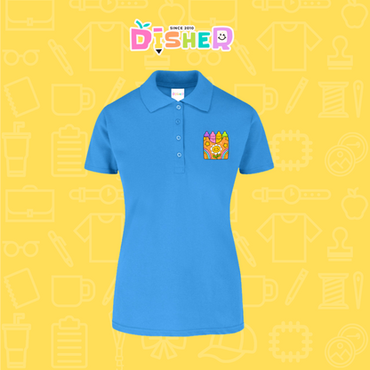 PBY-D-0015: Polo Bordada 50/50 Dama I Crayones flor