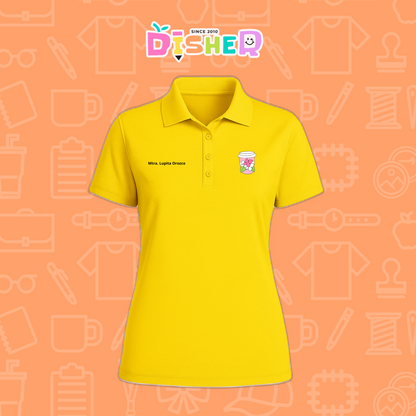 PBD-D-041: Polo Bordada Dry Fit Dama I Cafe flores