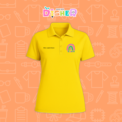 PBD-D-086: Polo Bordada Dry Fit Dama I Teacher rainbow