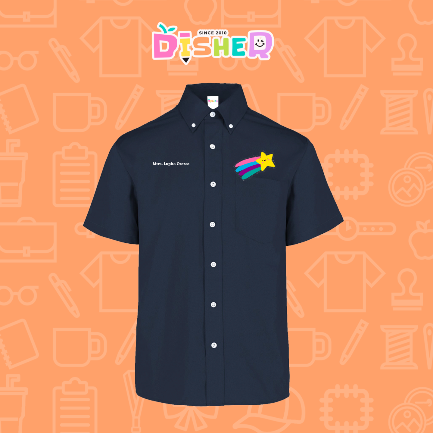 CBGC-D-019: Camisa Bordada Gabardina Manga Corta Dama  I Estrella fugaz