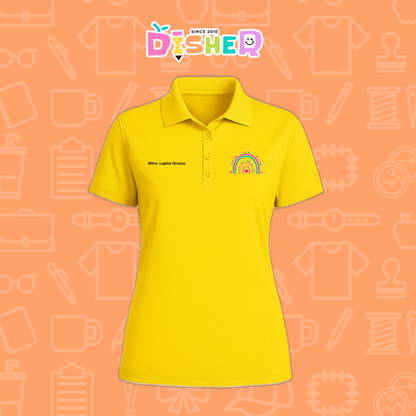 PBD-D-087: Polo Bordada Dry Fit Dama I Arcoíris corazones