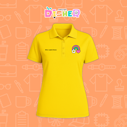 PBD-D-025: Polo Bordada Dry Fit Dama I Arcoíris corazón