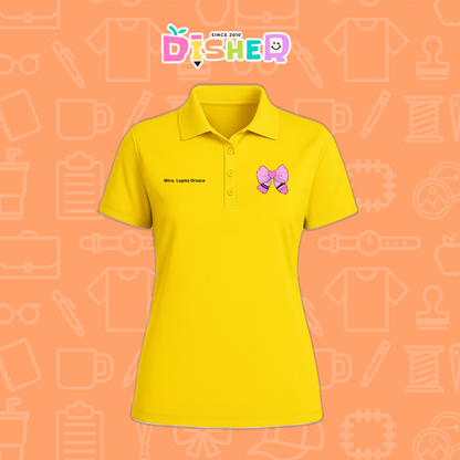PBD-D-009 : Polo Bordada Dry Fit Dama I Moño rosa crayón