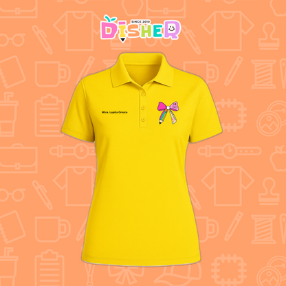 PBD-D-040: Polo Bordada Dry Fit Dama I Moño arcoíris