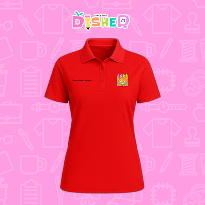 PBD-D-015: Polo Bordada Dry Fit Dama I Crayones flor