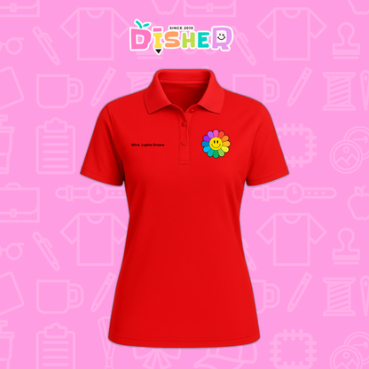 PBD-D-018: Polo Bordada Dry Fit Dama I Flor de colores