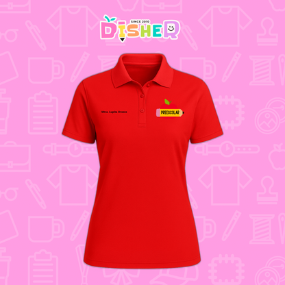 PBD-D-084: Polo Bordada Dry Fit Dama I Manzana preescolar