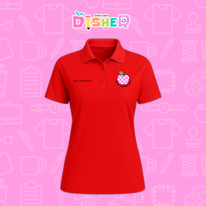 PBD-D-026: Polo Bordada Dry Fit Dama I Manzana cuadros
