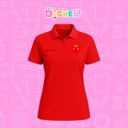 PBD-D-030: Polo Bordada Dry Fit Dama I Smile Apple