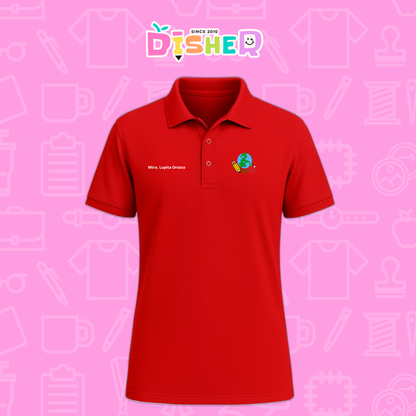 PBD-C-0070: Polo Bordada Dry Fit Caballero I  Globo terráqueo