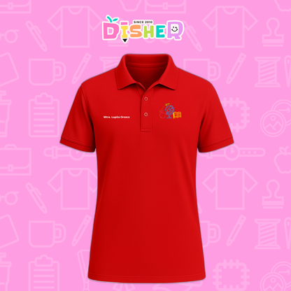 PBD-C-0071: Polo Bordada Dry Fit Caballero I  Globo terráqueo trazos