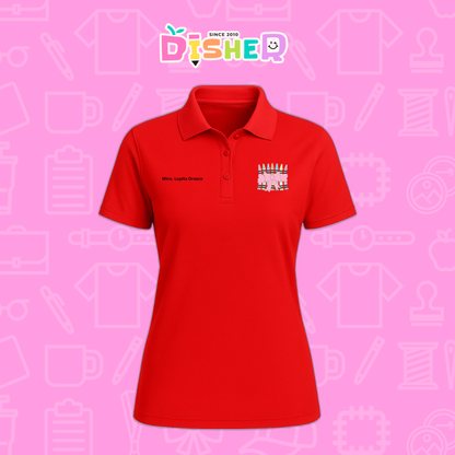PBD-D-008 : Polo Bordada Dry Fit Dama I Crayones moño