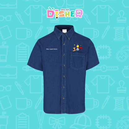 CBMC-C-014: Camisa Bordada Mezclilla Manga Corta Caballero  I El principito