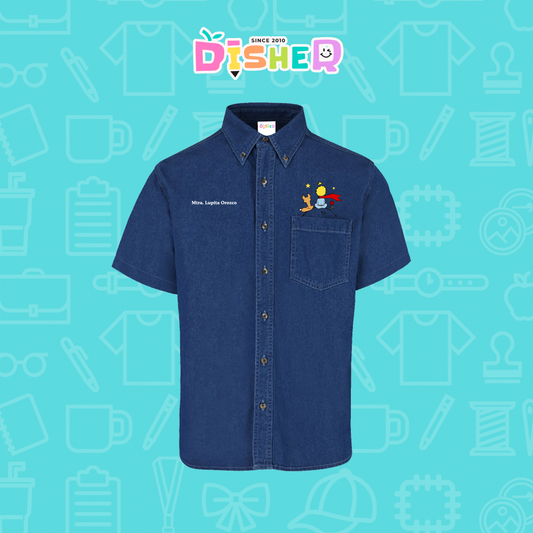 CBMC-C-014: Camisa Bordada Mezclilla Manga Corta Caballero  I El principito