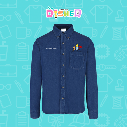 CBML-C-014: Camisa Bordada Mezclilla Manga Larga Caballero  I El principito