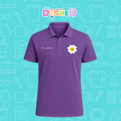 PBD-C-0023: Polo Bordada Dry Fit Caballero I Flor blanca