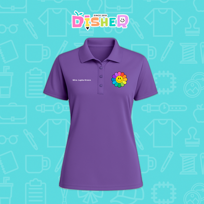 PBD-D-018: Polo Bordada Dry Fit Dama I Flor de colores