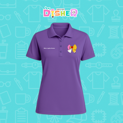 PBD-D-005 : Polo Bordada Dry Fit Dama I Moño lápiz hoja