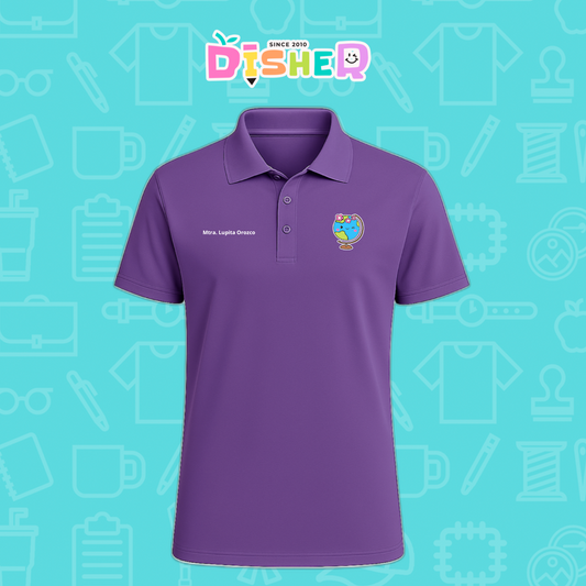 PBD-C-0038: Polo Bordada Dry Fit Caballero I Mundo con flores