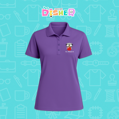 PBD-D-079: Polo Bordada Dry Fit Dama I Búho gris manzana