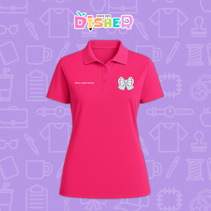 PBD-D-010 : Polo Bordada Dry Fit Dama I Moño rayas papel