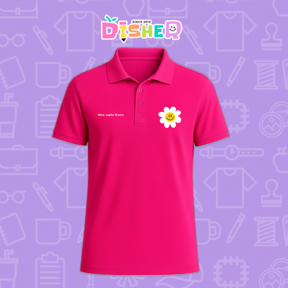 PBD-C-0023: Polo Bordada Dry Fit Caballero I Flor blanca