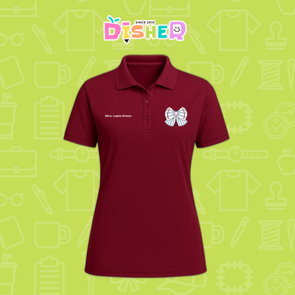 PBD-D-010 : Polo Bordada Dry Fit Dama I Moño rayas papel