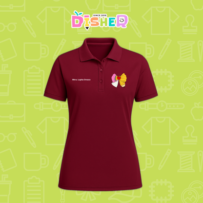 PBD-D-005 : Polo Bordada Dry Fit Dama I Moño lápiz hoja