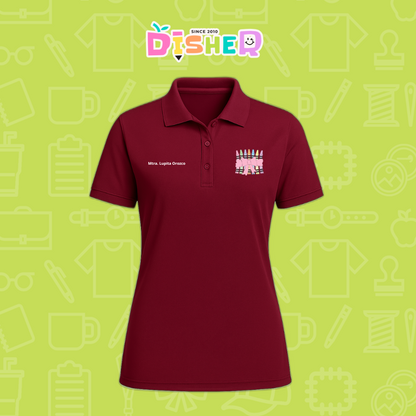 PBD-D-008 : Polo Bordada Dry Fit Dama I Crayones moño