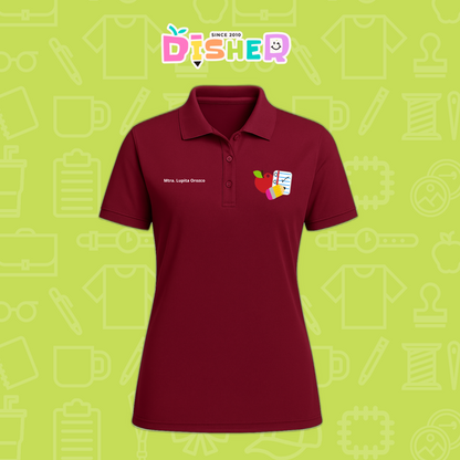 PBD-D-088: Polo Bordada Dry Fit Dama I Útiles manzana lápiz