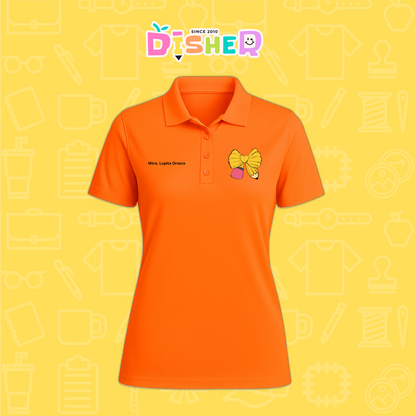 PBD-D-011 : Polo Bordada Dry Fit Dama I Moño lápiz amarillo