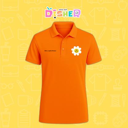 PBD-C-0023: Polo Bordada Dry Fit Caballero I Flor blanca