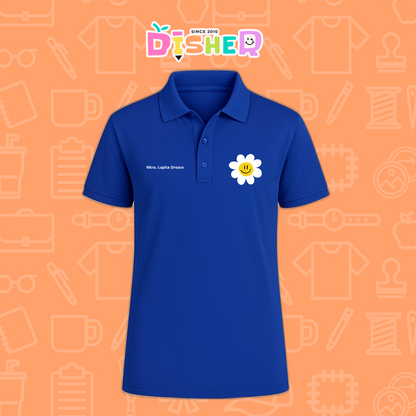 PBD-C-0023: Polo Bordada Dry Fit Caballero I Flor blanca