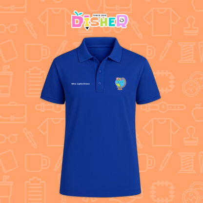 PBD-C-0038: Polo Bordada Dry Fit Caballero I Mundo con flores