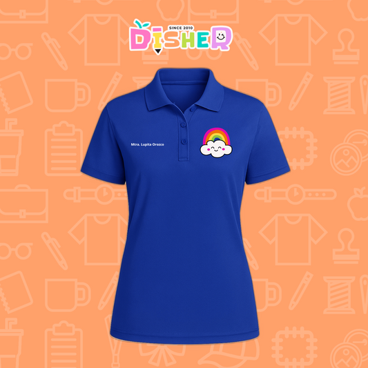 PBD-D-017: Polo Bordada Dry Fit Dama I Nube arcoíris