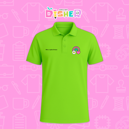 PBD-C-0025: Polo Bordada Dry Fit Caballero I Arcoíris corazón