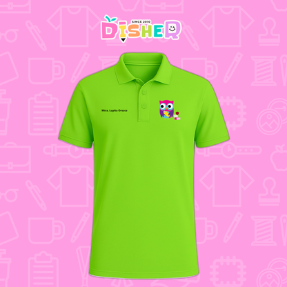 PBD-C-0098: Polo Bordada Dry Fit Caballero I Búho rosa
