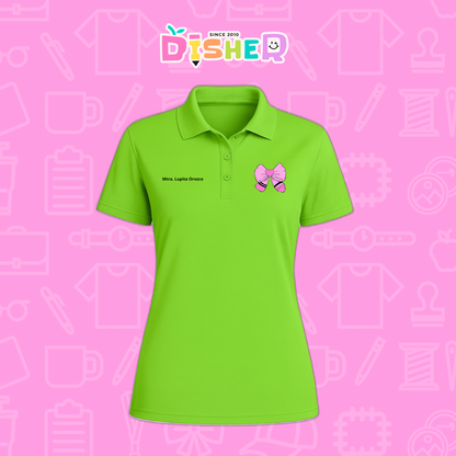 PBD-D-009 : Polo Bordada Dry Fit Dama I Moño rosa crayón