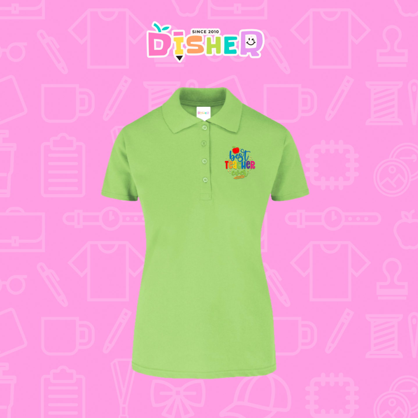 PBY-D-0076: Polo Bordada 50/50 Dama I Best teacher ever