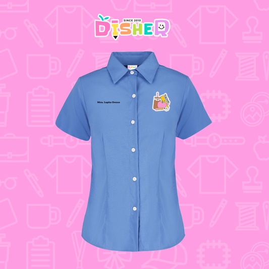 CBGC-D-036: Camisa Bordada Gabardina Manga Corta Dama  I Teacher coffe