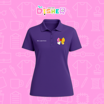 PBD-D-005 : Polo Bordada Dry Fit Dama I Moño lápiz hoja