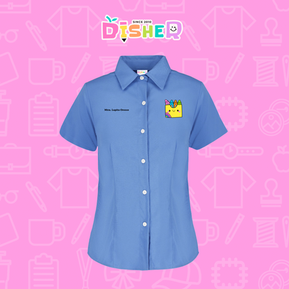 CBGC-D-016: Camisa Bordada Gabardina Manga Corta Dama  I Cajita crayola