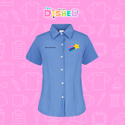 CBGC-D-019: Camisa Bordada Gabardina Manga Corta Dama  I Estrella fugaz