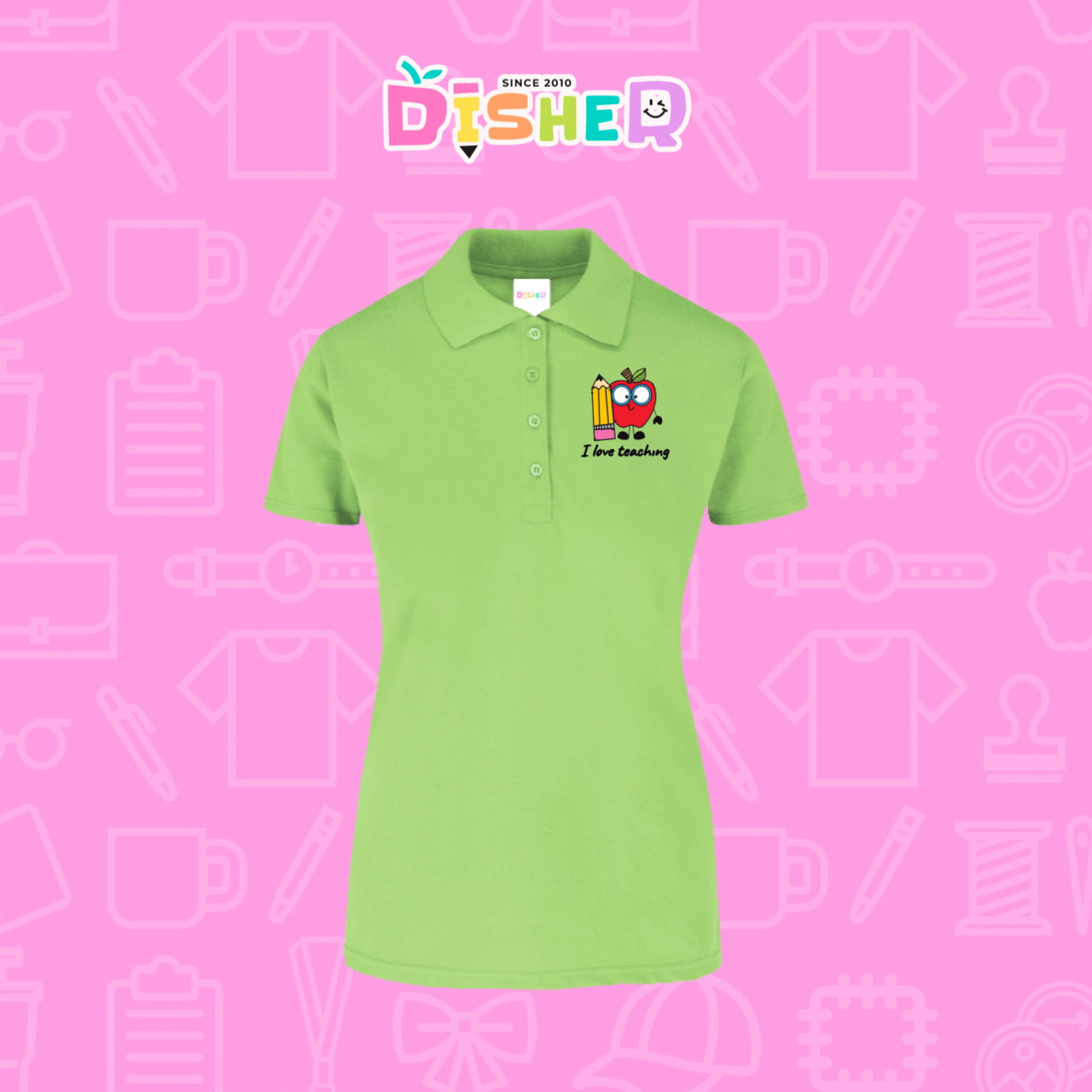 PBY-D-0077: Polo Bordada 50/50 Dama I Manzana lentes