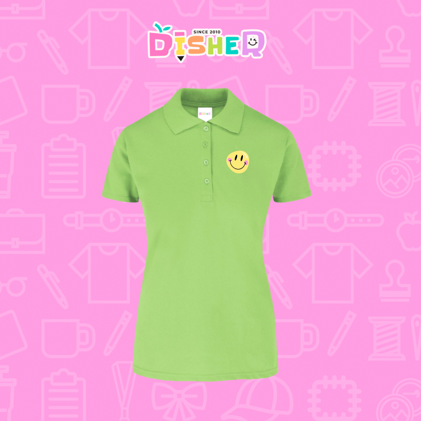PBY-D-0021: Polo Bordada 50/50 Dama I Happy face