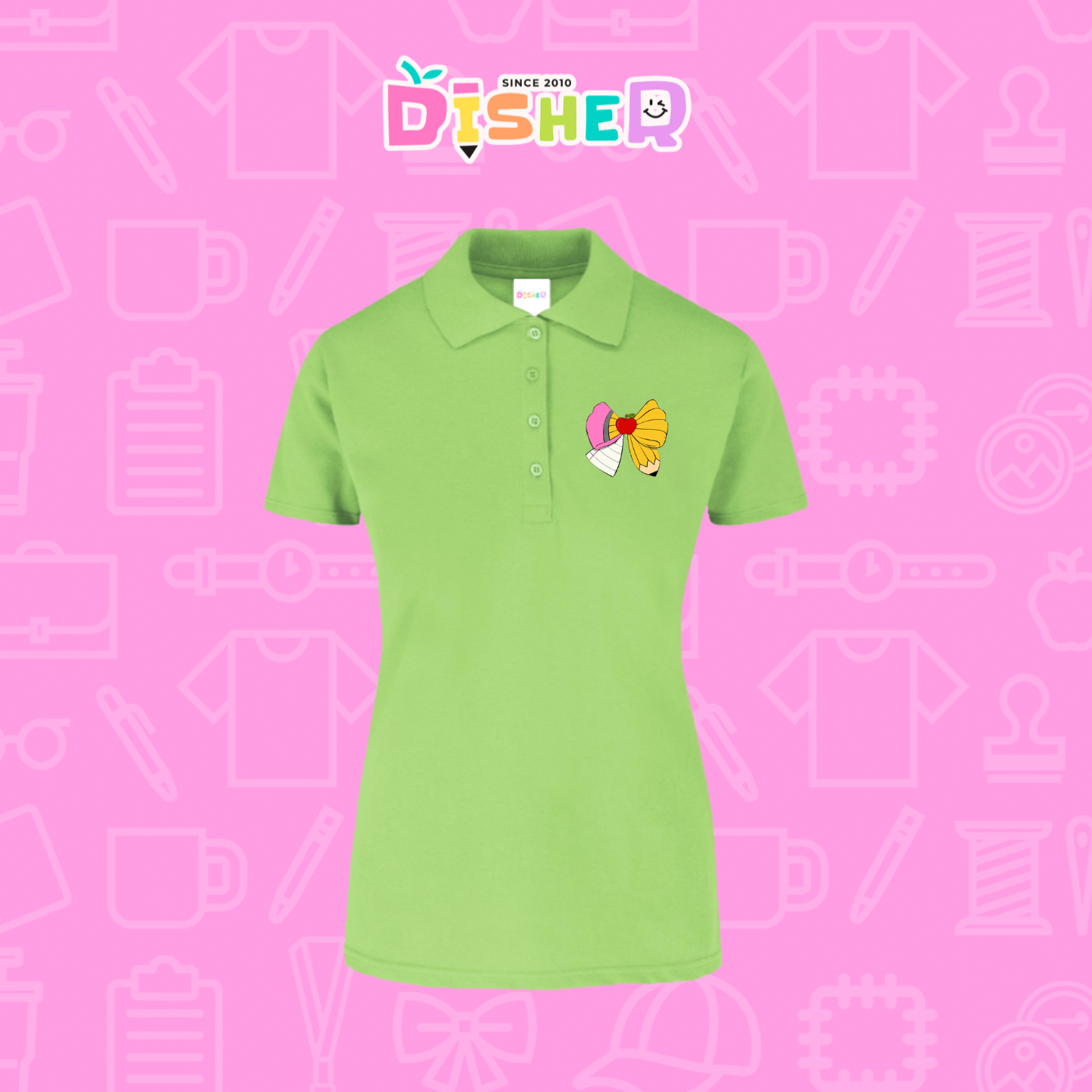 PBY-D-0005: Polo Bordada 50/50 Dama I Moño lápiz hoja