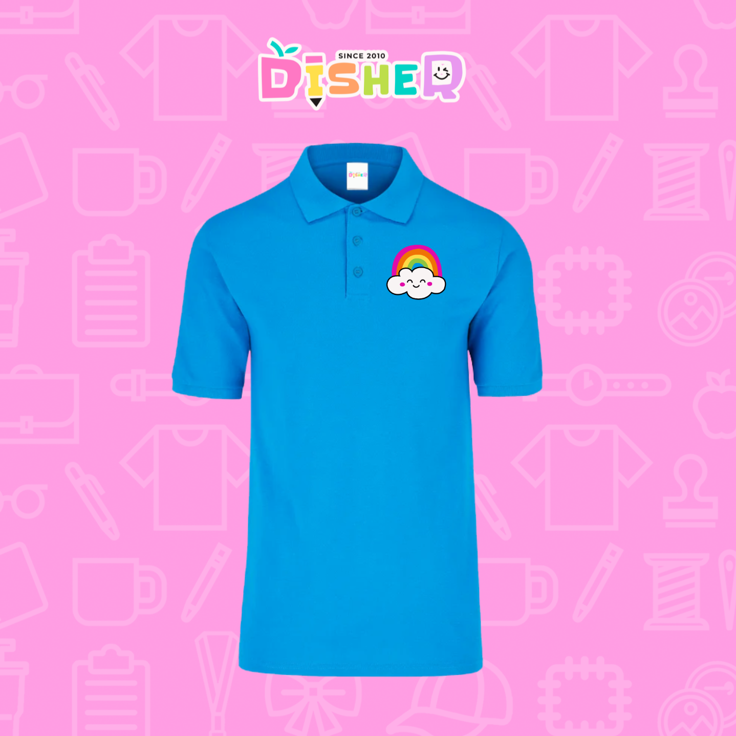 PBY-C-0017: Polo Bordada 50/50 Caballero I Nube Arcoíris