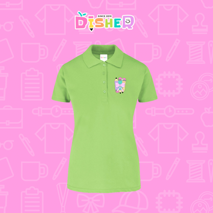 PBY-D-0007: Polo Bordada 50/50 Dama I Lápices moñito