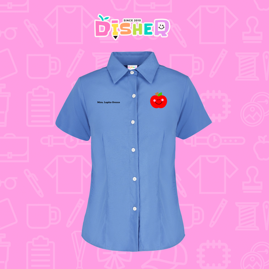 CBGC-D-030: Camisa Bordada Gabardina Manga Corta Dama  I Smiley apple