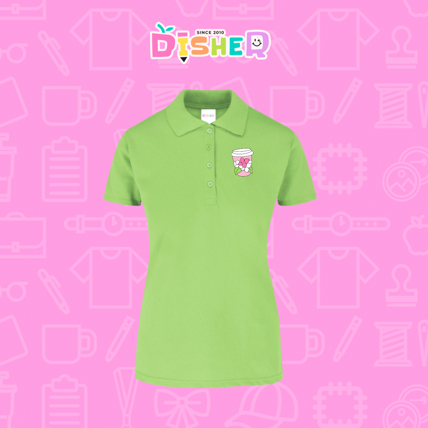 PBY-D-0041: Polo Bordada 50/50 Dama I Cafe flores